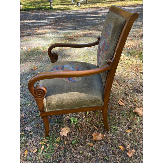 French Empire Style Armchairs With Heraldic Crests, a Pair For Sale - Image 11 of 17