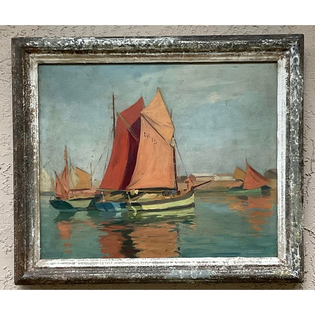 Wood Early 20th Century French Impressionist Harbor Painting / Lucien Lefebvre\-Foine For Sale - Image 7 of 17