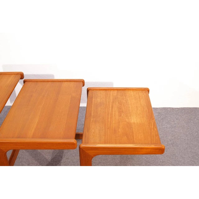 Wood Mid-Century Modern Scandinavian Teak Nesting Tables, Set of 3 For Sale - Image 7 of 11