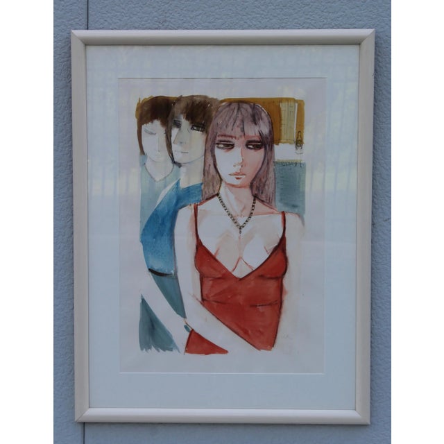 Mid-Century Modern Charles Levier Watercolor Painting For Sale - Image 3 of 8