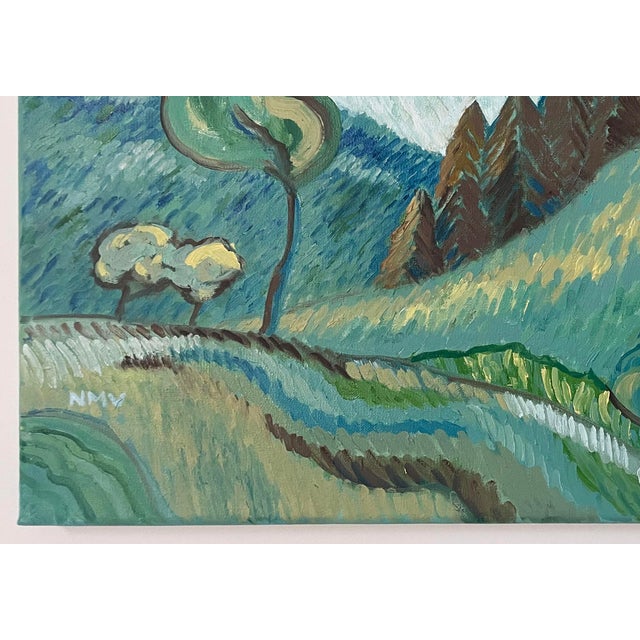 2020s “Green Wood” Original Oil Landscape on Linen by Nancy Vignola - For Sale - Image 5 of 7