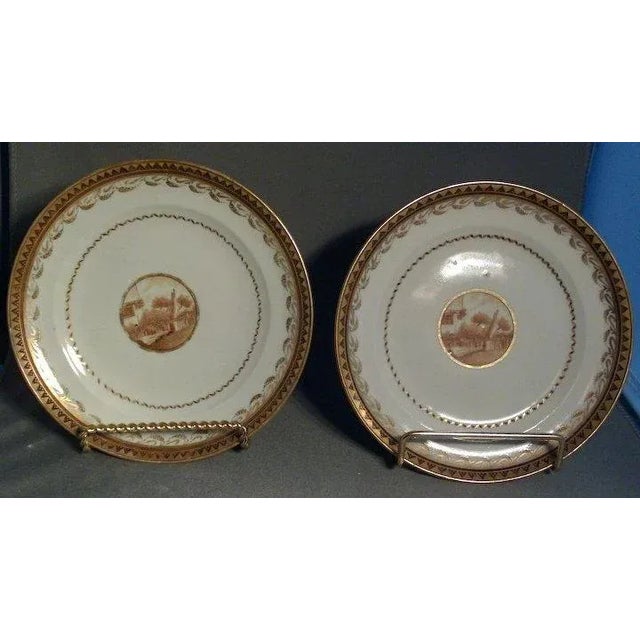 1800s Chinese Export Porcelain Plates for the American Federal Market - a Pair For Sale - Image 4 of 7
