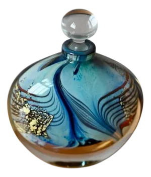 Vintage Artisanal Bohemian Blown Glass Bottle by Hervé Raspail, Allex Glassworks