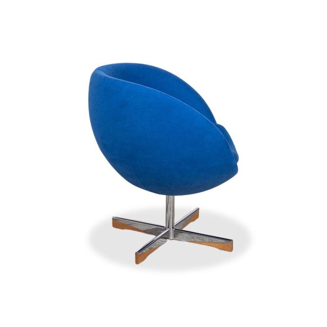 Planet Swivel Armchairs in Blue Fabric from Varier, Set of 2 For Sale - Image 9 of 17