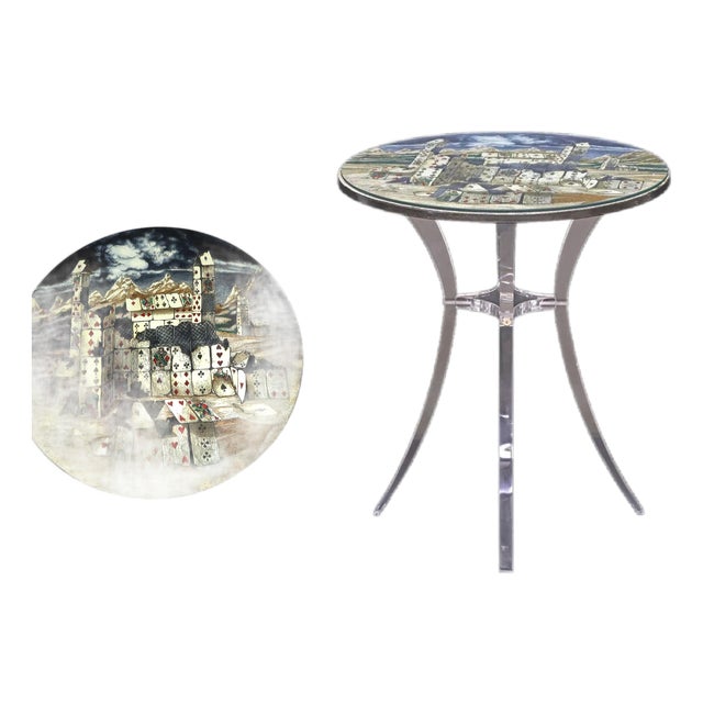 Fornasetti ‘Città Di Carte’ House of Cards Side Table the Top Dated 1990, Numbered 4/6 Atelier Fornasetti, Milan, After a Design by Piero Fornasetti For Sale