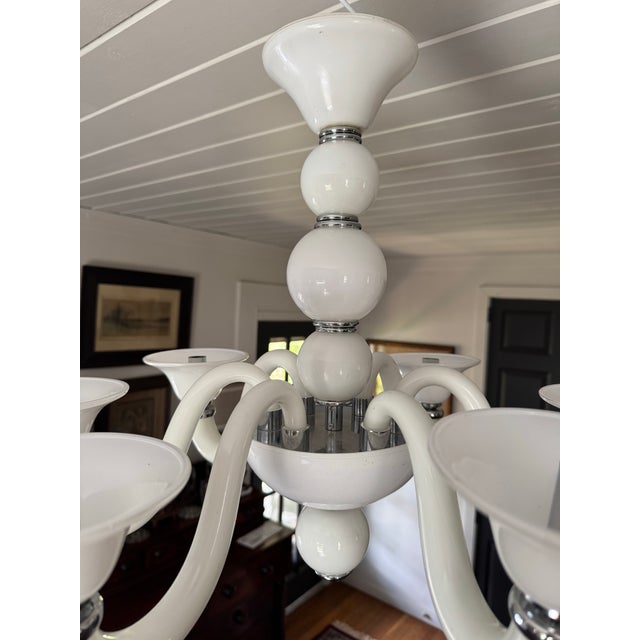Glass White Murano Glass Chandelier For Sale - Image 7 of 7