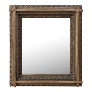 19th Century French Neogothic Oak Mirror For Sale