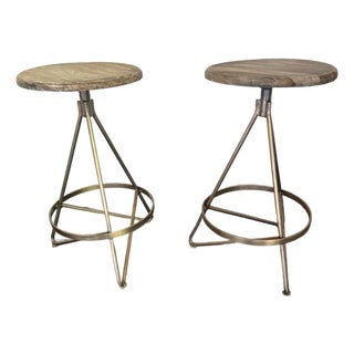 A Pair of Wyndham Swivel Counter Stools From Arteriors For Sale