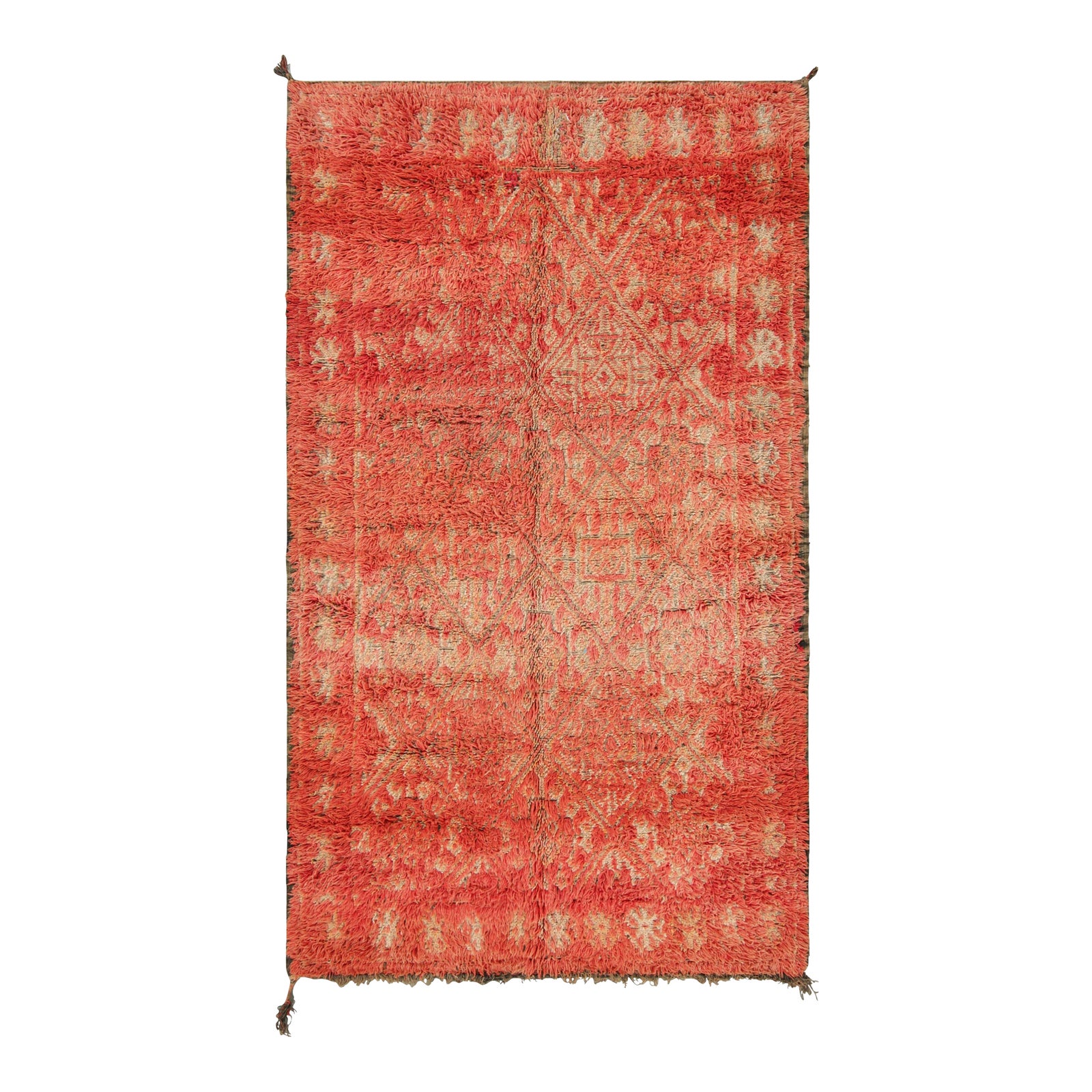 Vintage Moroccan Rug, Red & Beige With Diamond Patterns - Rug & Kilim ...