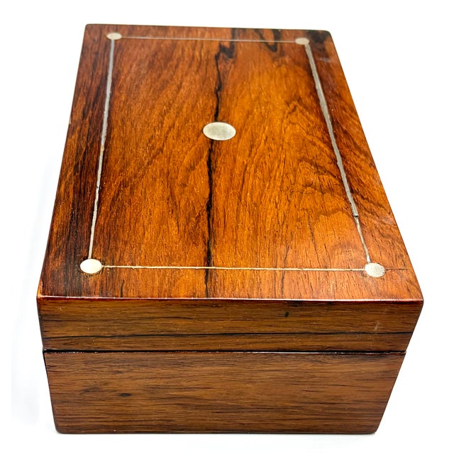 Antique 19th Century English Rosewood & Mother of Pearl Inlay Box For Sale - Image 4 of 15