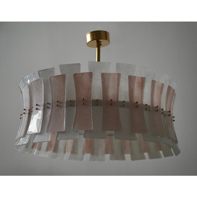 2000 - 2009 Round Pink and White Murano Glass and Brass Pendant, 2000 For Sale - Image 5 of 10