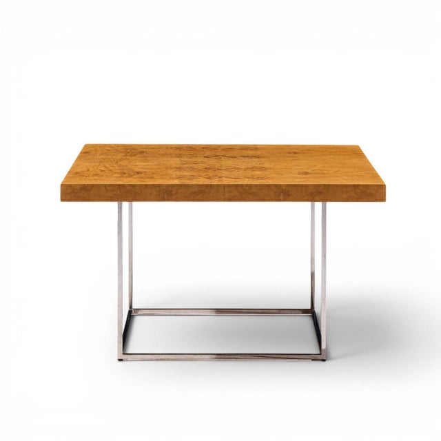 Milo Baughman for Thayer Coggin Style Mid Century Burlwood and Chrome Side Tables - Pair For Sale - Image 9 of 11