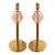 Set of Two Contemporary Italian Pink Murano Style Glass Table Lamps With Unlaquered Brass For Sale