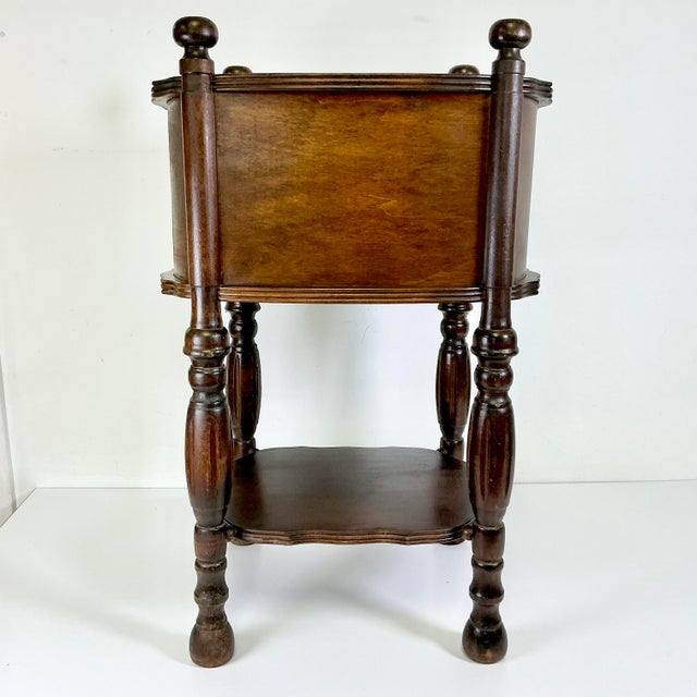 Early 1900s Antique Americana Boho Chic British Colonial Cushman Product Drinks Table Humidor For Sale - Image 12 of 14