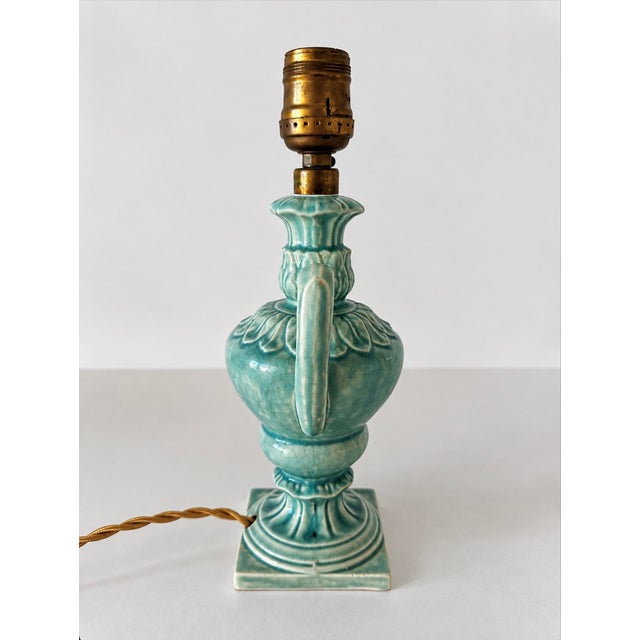 1930s 1930s Japanese Dimiuitive Celadon Glaze Japanese Urn Shaped Lamp For Sale - Image 5 of 14