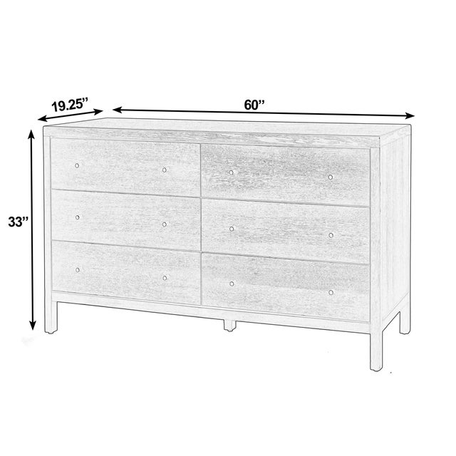 Mid-Century Modern Mendel 60 in. W Rectangular Wood 6 Drawer Dresser, Walnut For Sale - Image 3 of 9