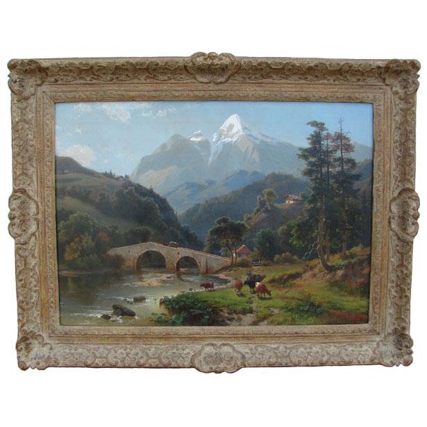Late 19th Century Vintage Alpine Landscape Oil Painting by Jacobus Nicolaus Tjarda Van Starckenborgh For Sale - Image 4 of 4