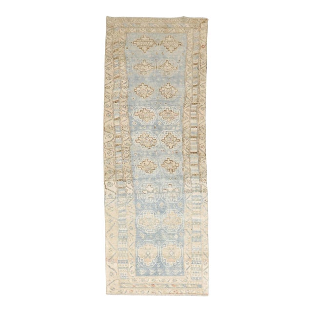 Antique Zabihi Collection Light Blue Persian Malayer Runner - 3'3" x 9' For Sale