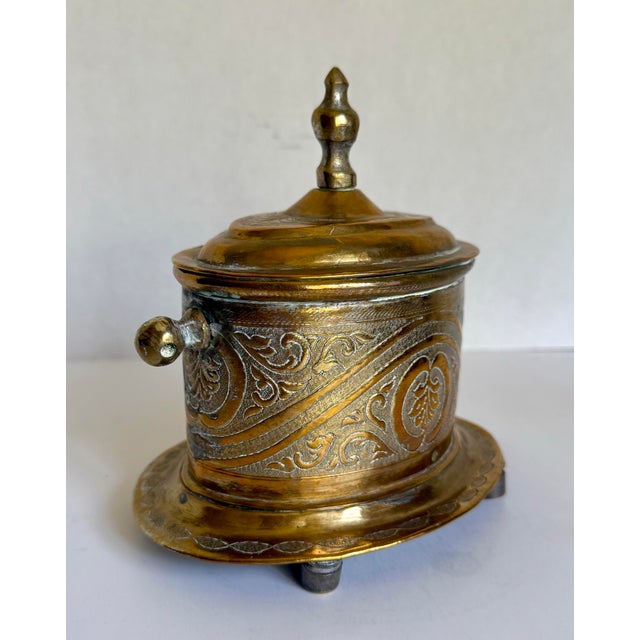 Early 20th Century Moroccan Embossed & Engraved Brass Tea Caddy For Sale - Image 4 of 13