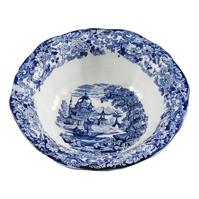 White and Blue Ceramic Bowl Plate from Chinese SCR, 1880s For Sale