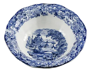White and Blue Ceramic Bowl Plate from Chinese SCR, 1880s