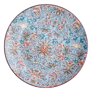 Court-Style Famille Rose Ceramic Plate With Intertwined Floral Patterns