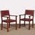 Vintage Bridge Chairs in Wood and Leather, 1950s, Set of 2 For Sale - Image 9 of 9
