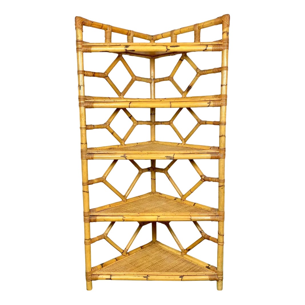 Bamboo & Rattan Corner Cupboard Bookcase from Vivai Del Sud, Italy ...