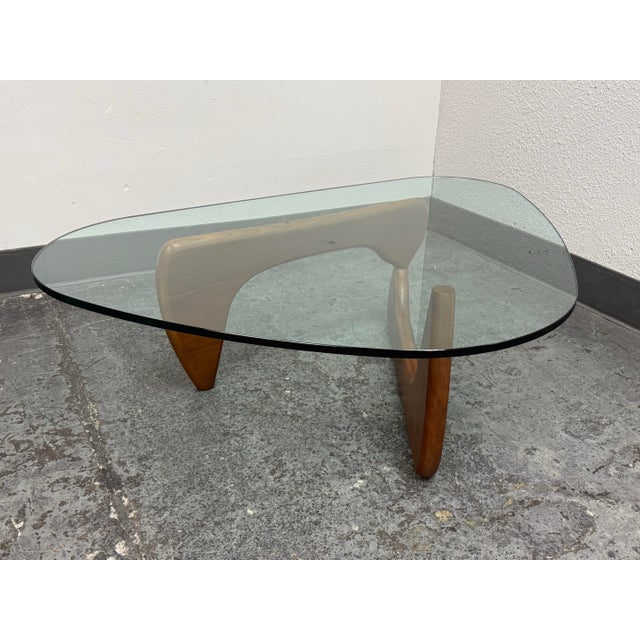 Isamu Noguchi Isamu Noguchi Style Glass + Wood Coffee Table For Sale - Image 4 of 12