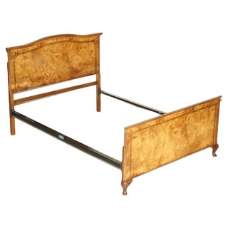 English Double Bed Frame in Burr Walnut, 1900s For Sale