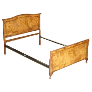 English Double Bed Frame in Burr Walnut, 1900s