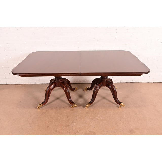 Ralph Lauren Regency Carved Mahogany "Duke" Extension Dining Table, Newly Refinished For Sale - Image 9 of 11