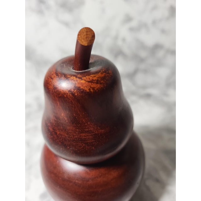 1990s Hand-Carved Wood Pear Stash Box For Sale - Image 9 of 13