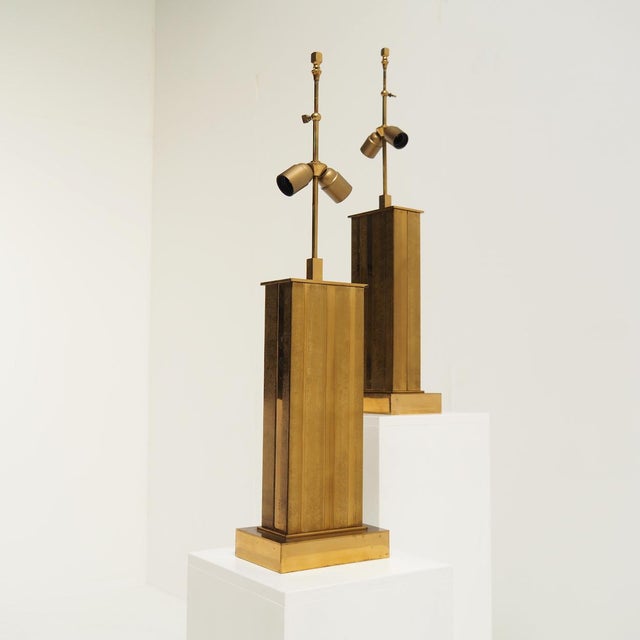 1970s Large Brass Table Lamps by Willy Daro, Belgium, 1970s, Set of 2 For Sale - Image 5 of 12