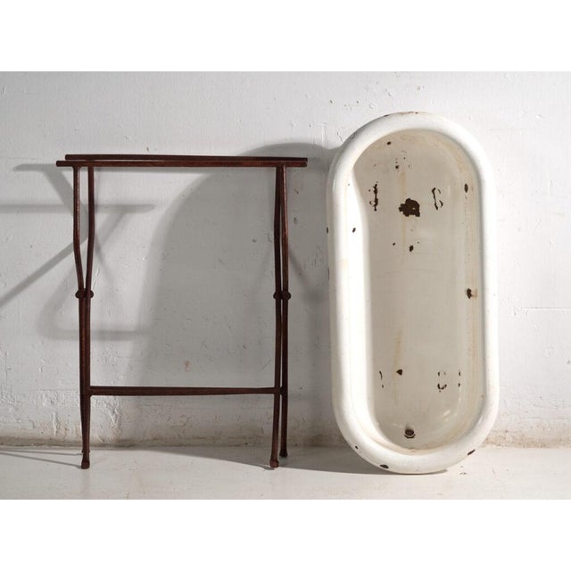 Bathtub in Enamelled Iron Central Europe, 1950 For Sale - Image 11 of 13