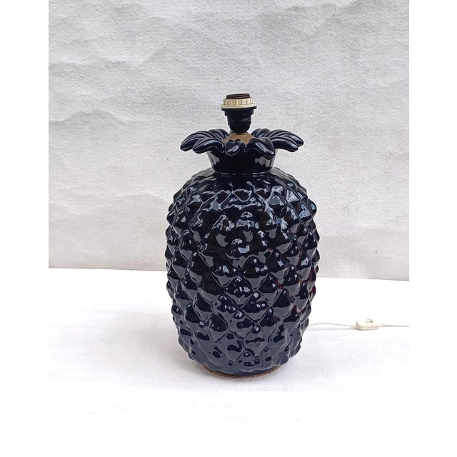 Beige Large Pineapple Lamp in Blue Ceramic, 1970s For Sale - Image 8 of 9