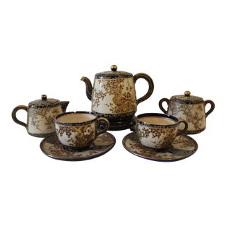Vintage Sozan Japanese Hand-Painted Tea Service- 7 Pieces For Sale