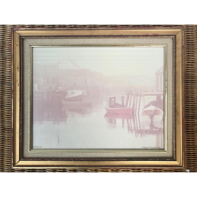 Wayne T Macdonald Vintage "Reverie" Foggy Marina Signed Photograph in Frame For Sale - Image 10 of 10