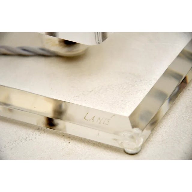 Gold Vintage Acrylic and Brass Table Lamp, 1970 For Sale - Image 8 of 9