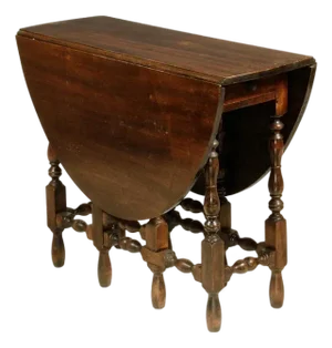 Late 20th Century Vintage William & Mary Style Drop Leaf Gate Leg Breakfast Table