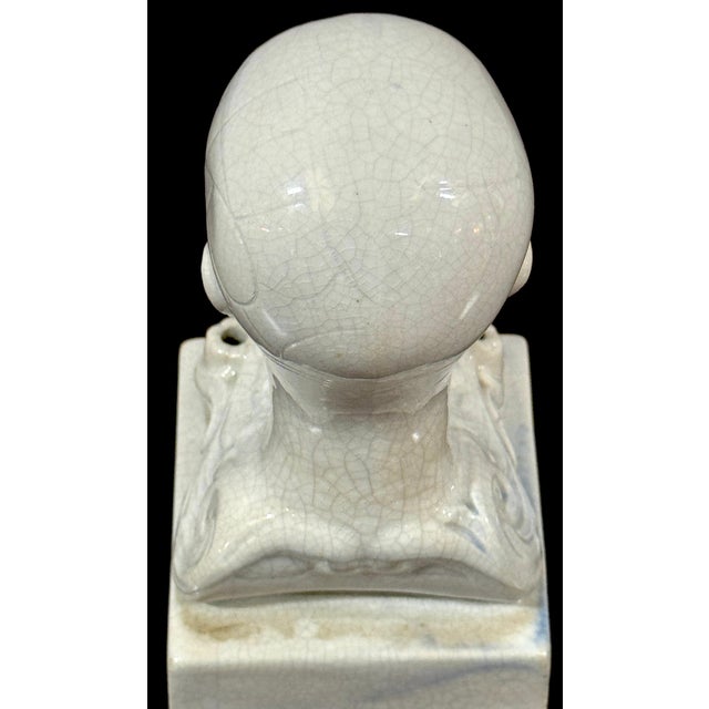 19th Century Staffordshire Creamware Phrenology Head Inkwell, Stamped “55” For Sale - Image 10 of 13