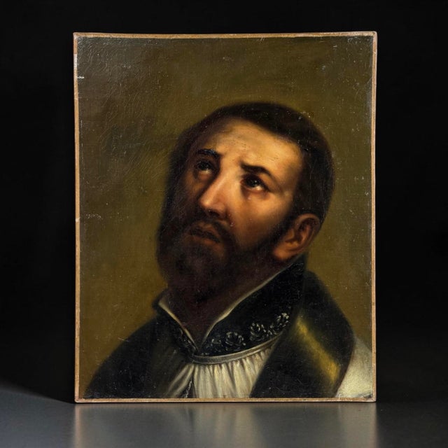 Spanish School, Portrait of Saint Francis Xavier, 1800s, Oil on Canvas For Sale - Image 8 of 8