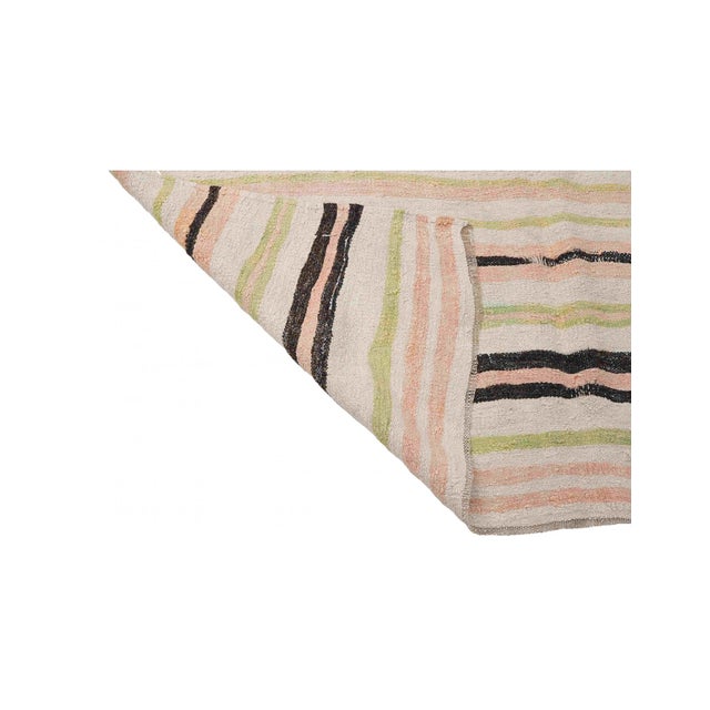 1960s Striped Vintage Turkish Hemp Kilim Rug - 6`4" X 8`11" For Sale - Image 5 of 6