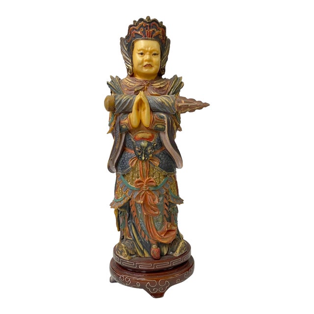 Chinese Resin Home Guardian Skanda Wei Tuo Idaten Figure For Sale