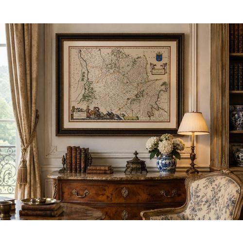 Antique Blue Map of Beauce & Perche, France, 1642 For Sale - Image 10 of 11