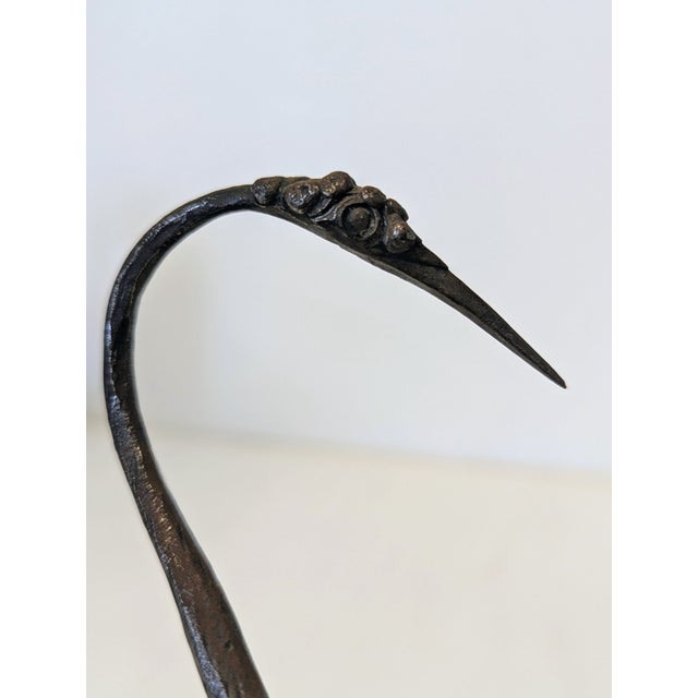 Japanese Mid-Century Japanese Bronze Crane Okimono Sculpture For Sale - Image 3 of 7