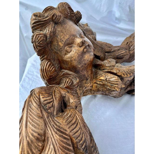 Brown Rare Large 15th Century Renaissance English Oak Roof Angels Corbel. For Sale - Image 8 of 12