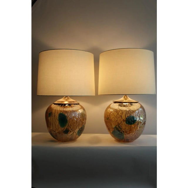 Suguso style Murano Table lamps.Beautiful abstract overlay of glass blended with a teal blue. Su Because of the...
