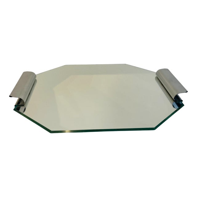 Art Deco Mirrored Tray with Metal Handles, 1920s For Sale
