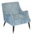 Pale Blue Velvet Armchair with Black and Gilt Legs For Sale